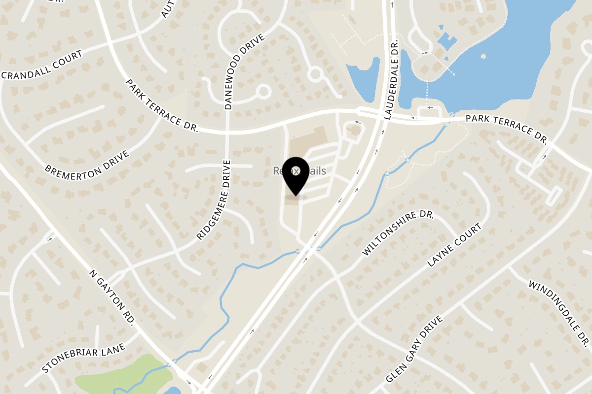Map showing the location of Scott's Smokehouse on 3420 Lauderdale Dr in Ridge